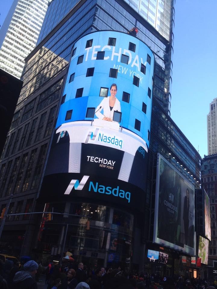 TechDay on the Nasdaq screen in Times Square