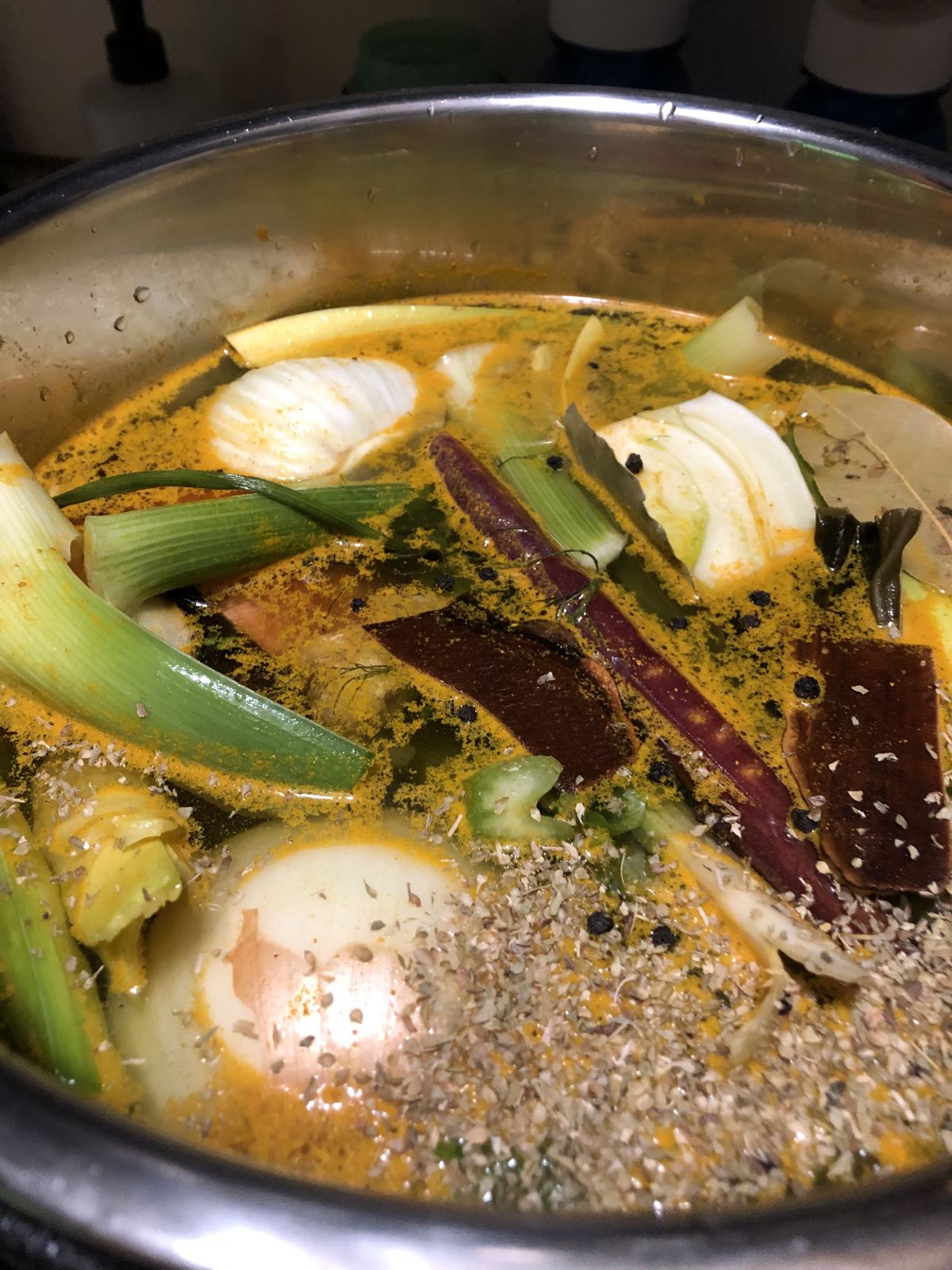 Chicken soup simmering